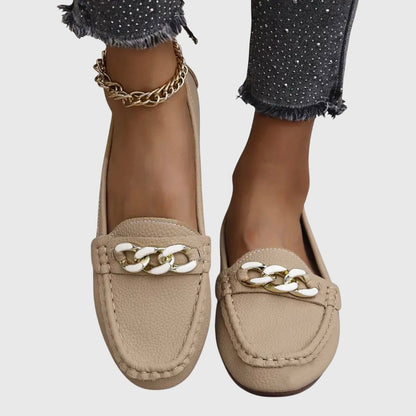 Stylish Loafers for Women Chain-Detail Slip-On Round-Toe