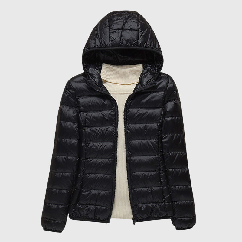 Comfortable Puffer Jacket for Women Hooded Quilted Long-Sleeve