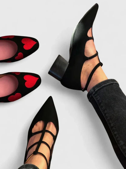 Elegant Heels for Women Caged Ankle-Strap Pointed-Toe