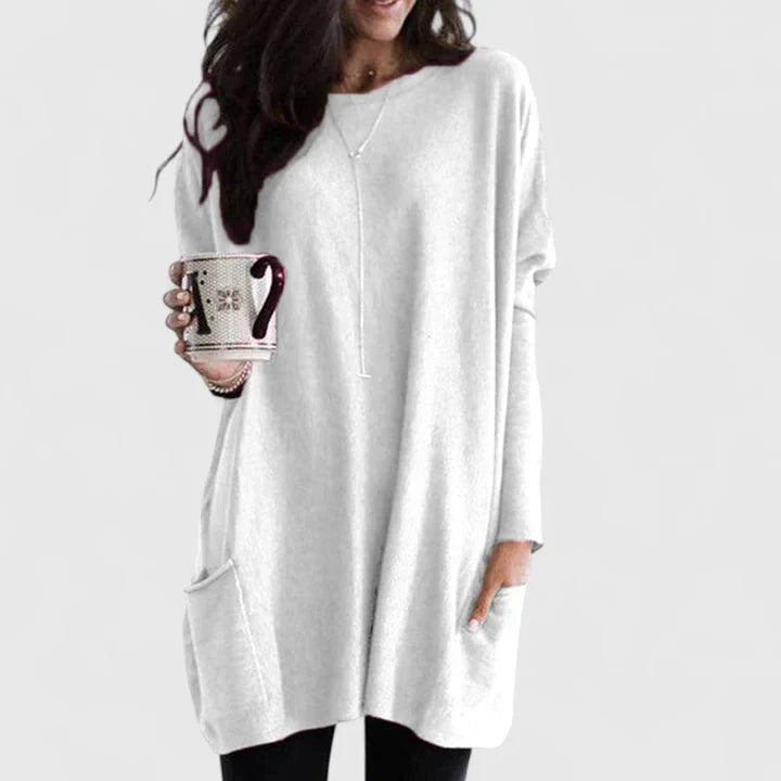 Comfortable Tunic Dress for Women Round-Neck Oversized