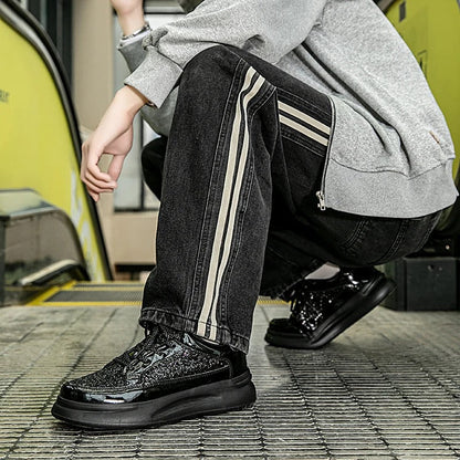 Comfortable Platform Sneakers for Women Glitter Lace-Up