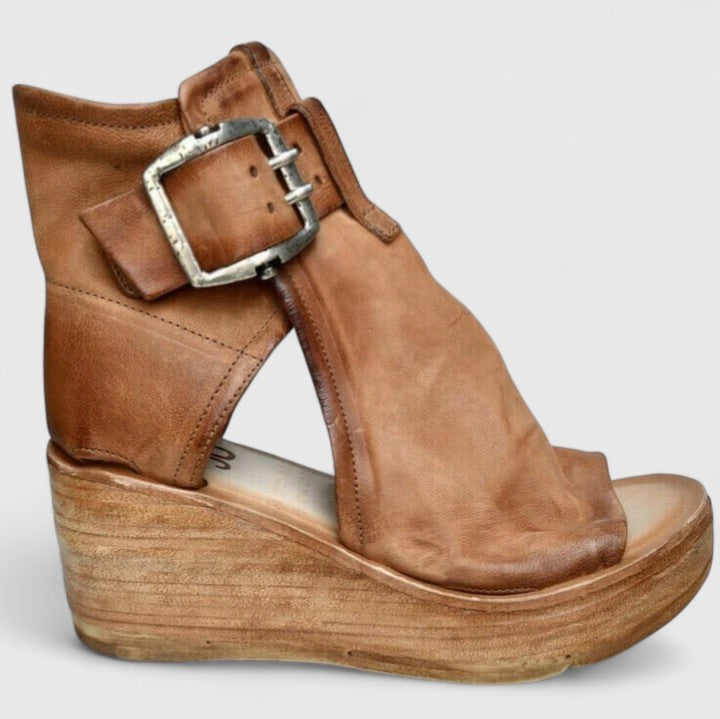 Stylish Wedge Booties for Women Buckle Peep-Toe Platform