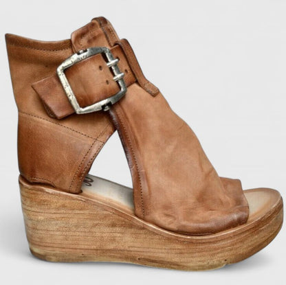 Stylish Wedge Booties for Women Buckle Peep-Toe Platform