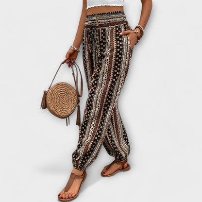 Stylish Harem Pants for Women Ethnic-Print Elastic-Ankle Drawstring