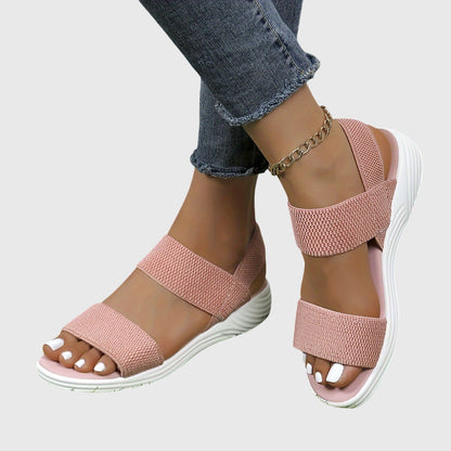 Comfortable Flat Sandals for Women Double-Strap Open-Toe Platform