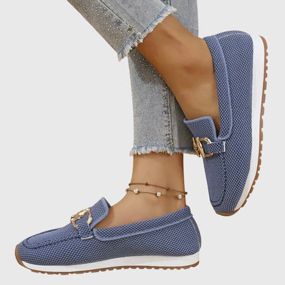 Comfortable Loafers for Women Buckle-Detail Platform Mesh