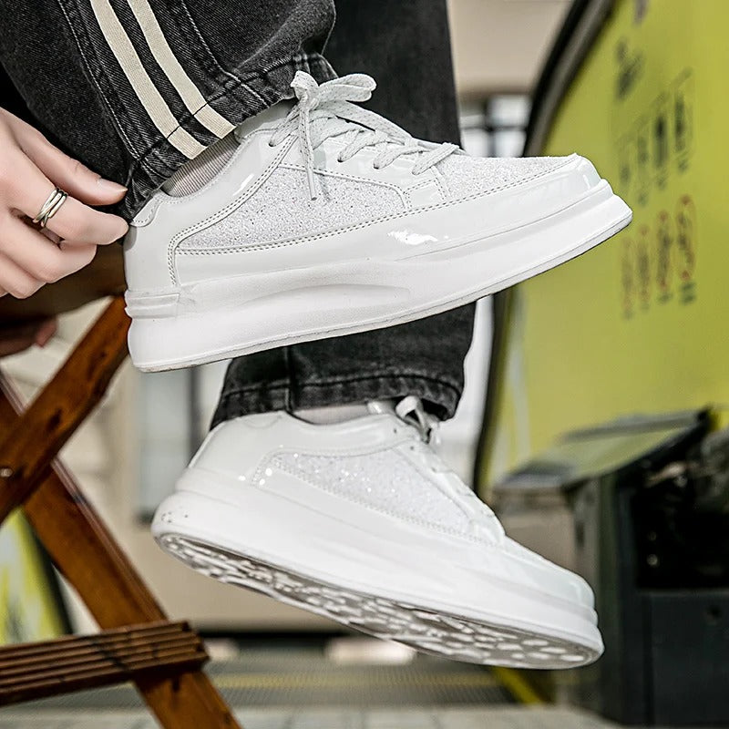 Comfortable Platform Sneakers for Women Glitter Lace-Up