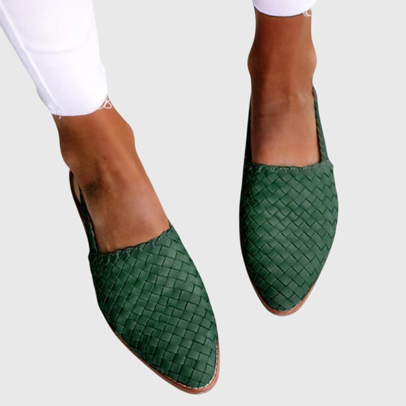 Effortless Woven Mules for Women Backless Pointed-Toe Slip-On