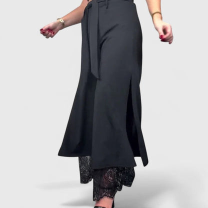 Elegant Wide-Leg Pants for Women Tie-Waist Lace-Trim