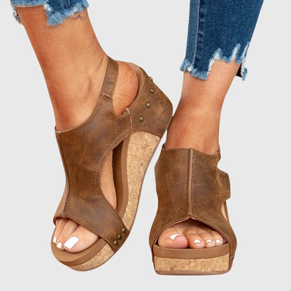 Comfortable Wedge Sandals for Women Cutout Slingback