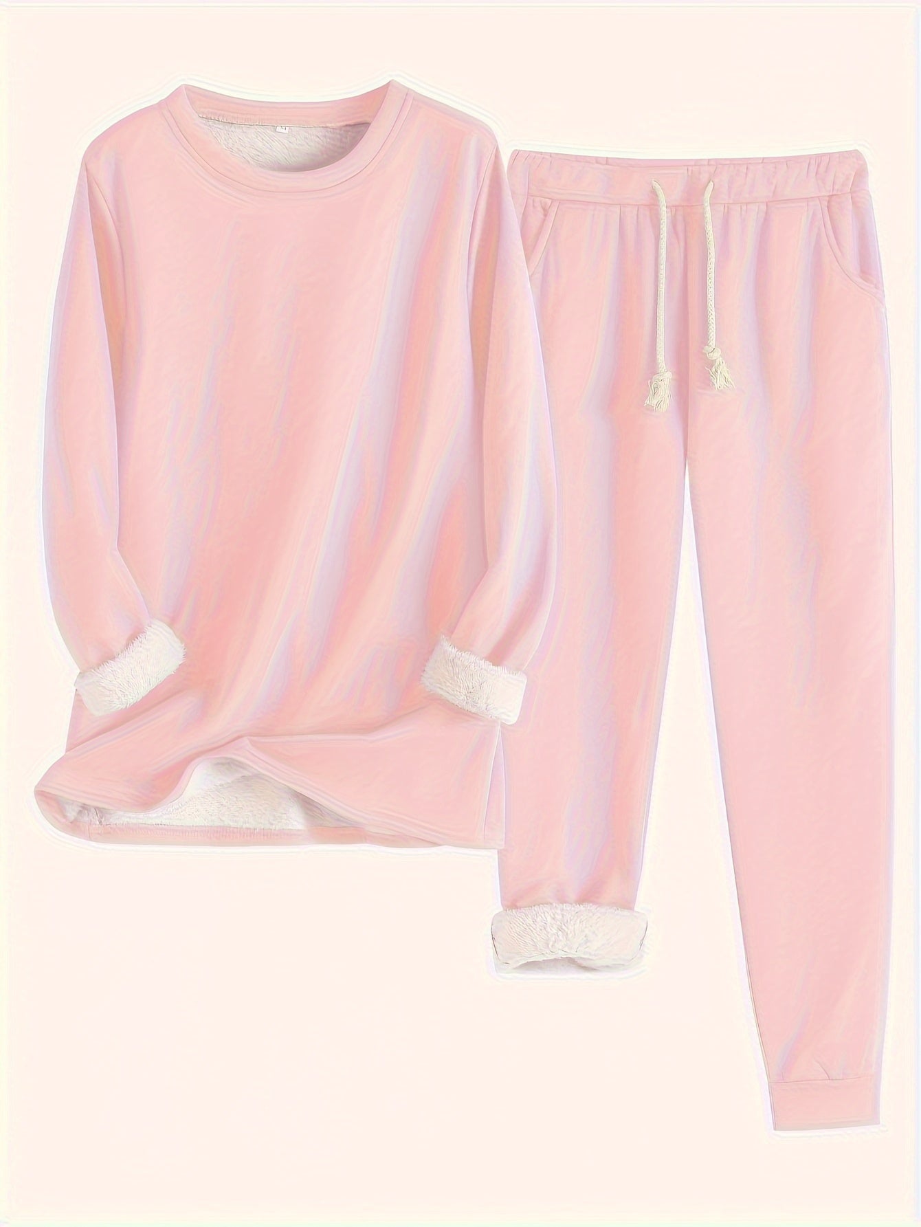 Comfortable Two-Piece Set for Women Fleece-Lined Jogger Drawstring