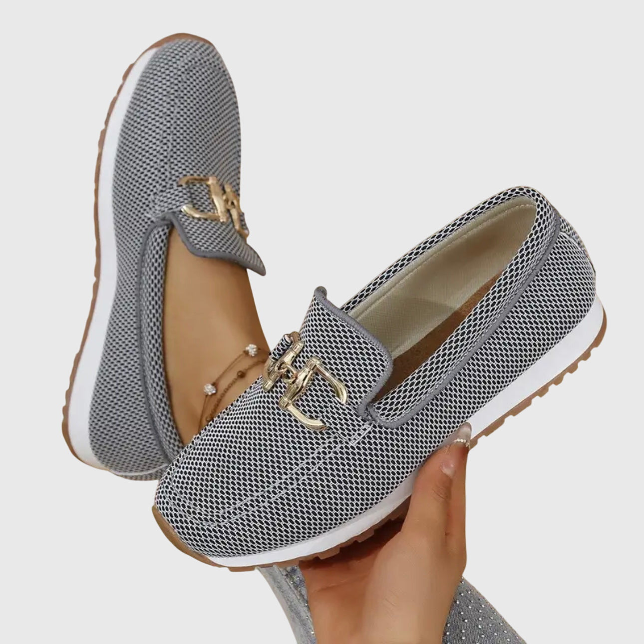 Comfortable Loafers for Women Buckle-Detail Platform Mesh