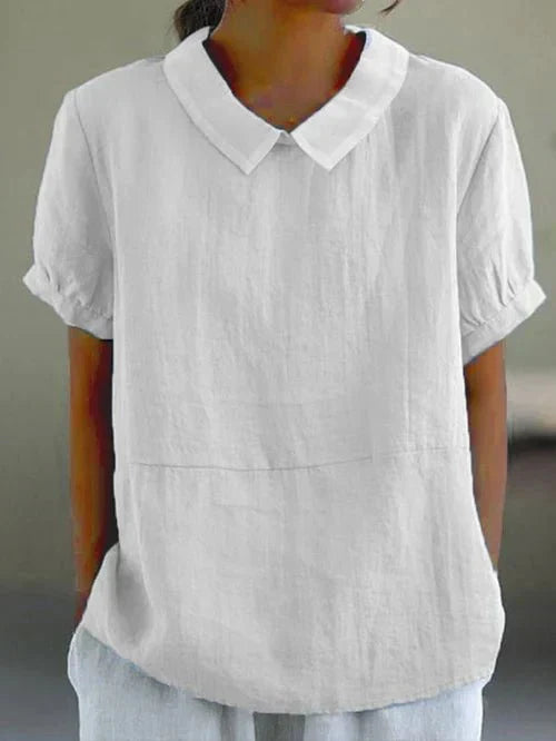 Effortless Blouse for Women Peter-Pan-Collar Short-Sleeve