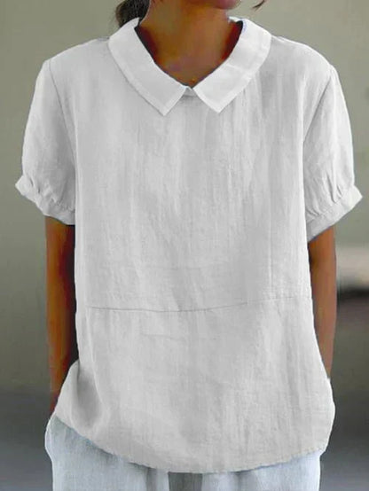 Effortless Blouse for Women Peter-Pan-Collar Short-Sleeve