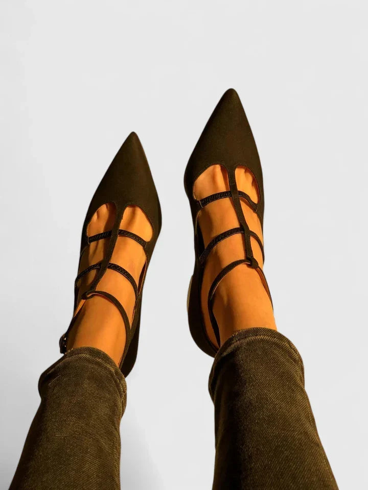 Elegant Heels for Women Caged Ankle-Strap Pointed-Toe