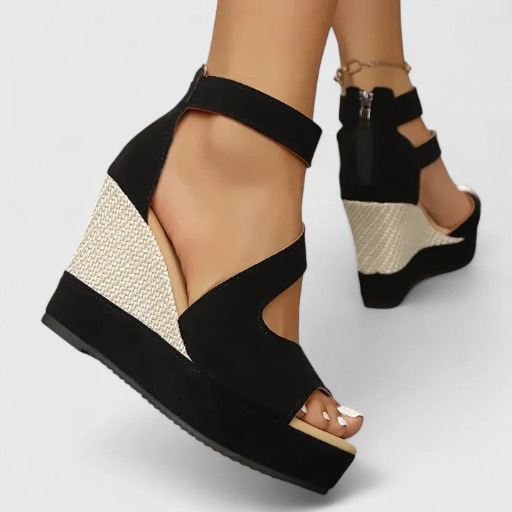 Stylish Wedge Sandals for Women Crisscross Ankle-Strap Cutout