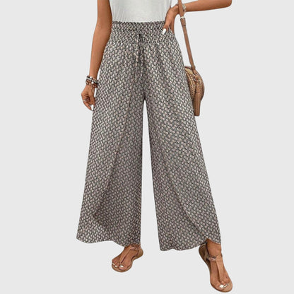 Stylish Palazzo Pants for Women Wide-Leg Printed Smocked-Waist