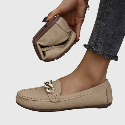 Stylish Loafers for Women Chain-Detail Slip-On Round-Toe