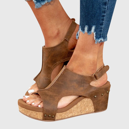 Comfortable Wedge Sandals for Women Cutout Slingback