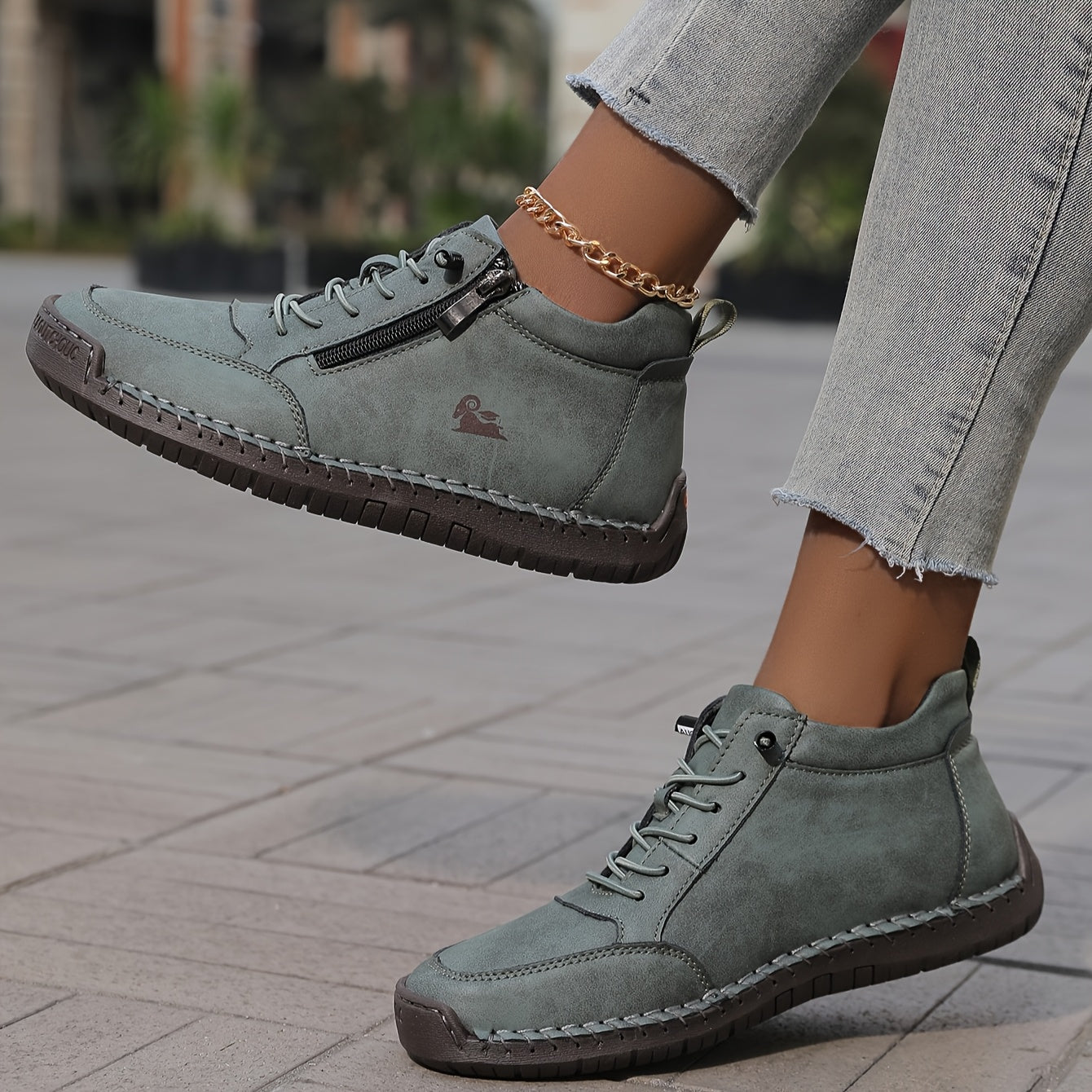 Stylish Ankle Boots for Women Lace-Up Zip-Up Round-Toe