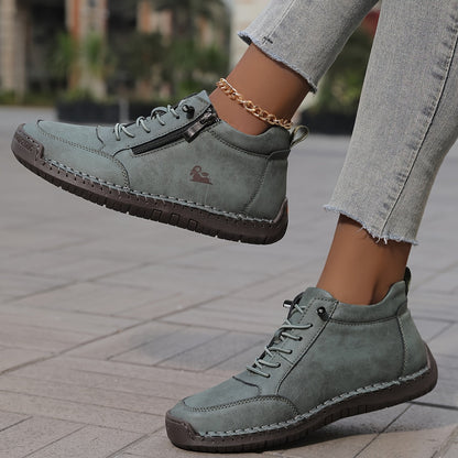 Stylish Ankle Boots for Women Lace-Up Zip-Up Round-Toe