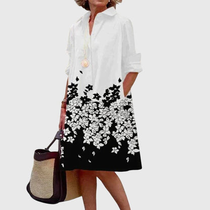 Elegant Shirt Dress for Women Collared Long-Sleeve