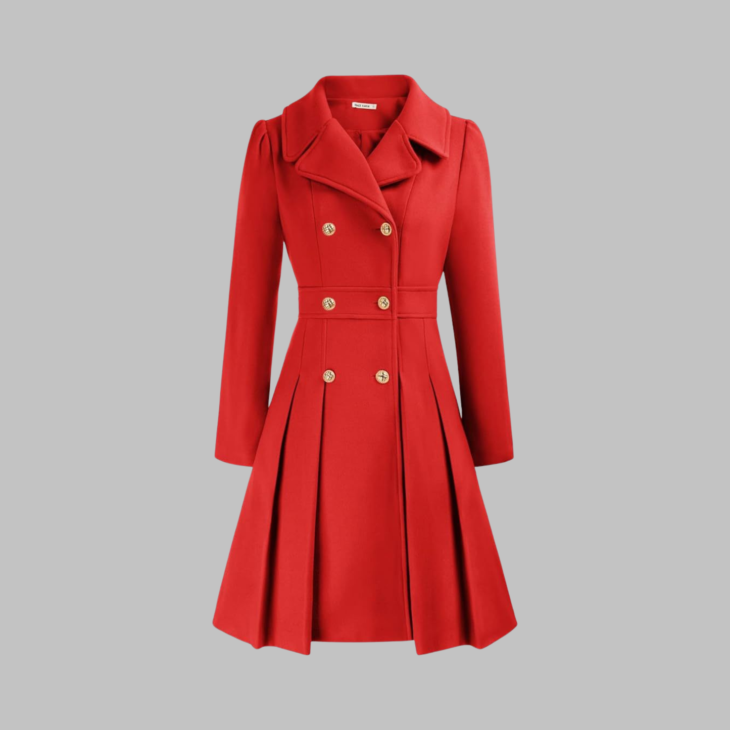 Elegant Coat for Women Double-Breasted Long-Sleeve Pleated