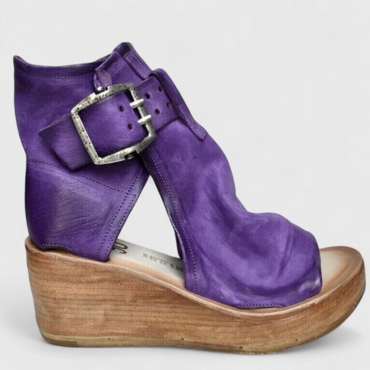 Stylish Wedge Booties for Women Buckle Peep-Toe Platform