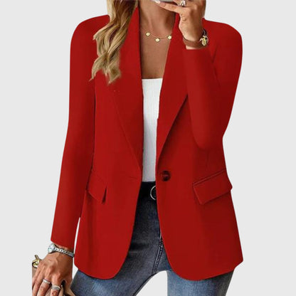 Elegant Blazer for Women Notch-Lapel Single-Button Long-Sleeve