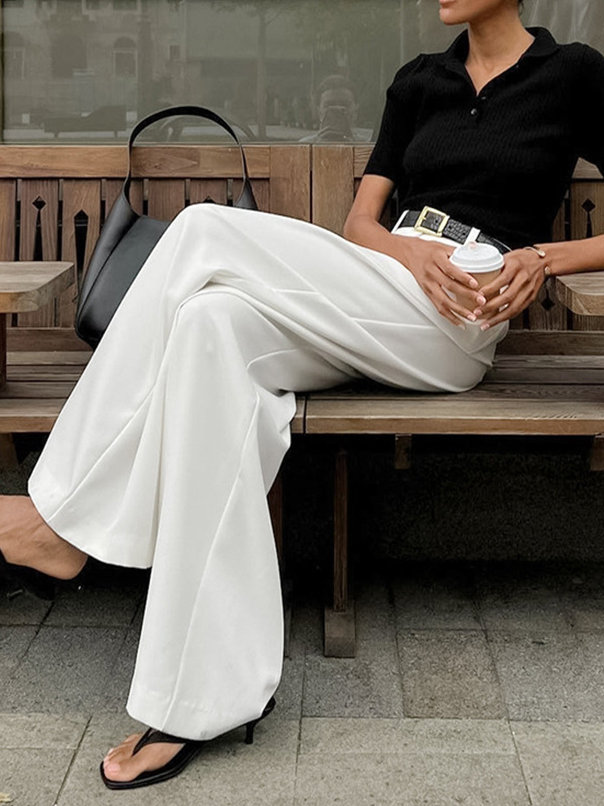 Elegant Wide-Leg Trousers for Women Belted Pleated High-Waist