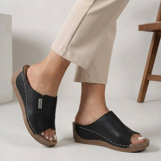 Comfortable Wedge Slip-On Mules for Women Open-Toe