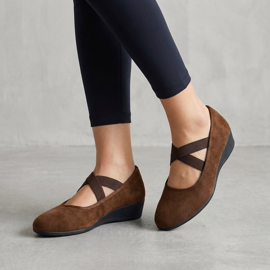 Comfortable Wedge Flats for Women Criss-Cross Strap