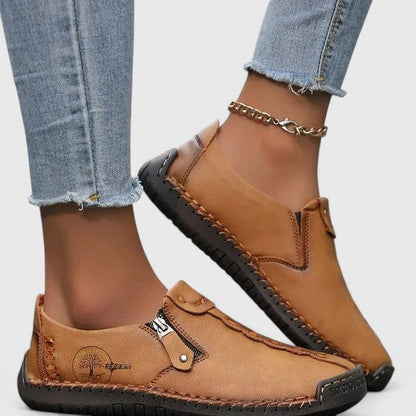 Stylish Loafers for Women Leather Zip-Up Slip-On