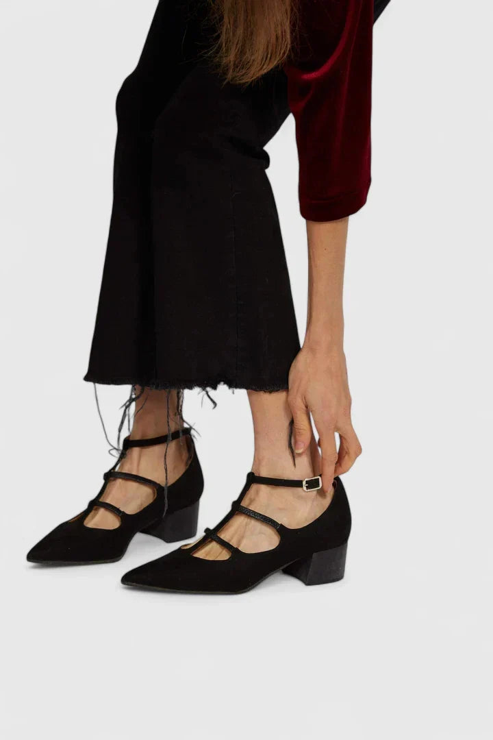 Elegant Heels for Women Caged Ankle-Strap Pointed-Toe