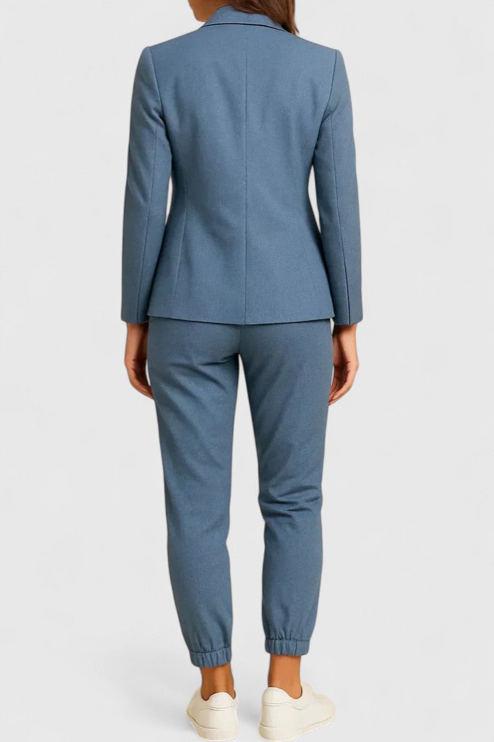 Elegant Two-Piece Set for Women Blazer Jogger Drawstring