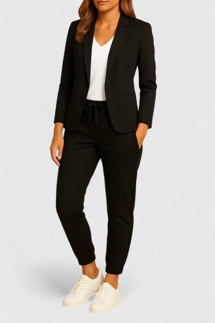 Elegant Two-Piece Set for Women Blazer Jogger Drawstring