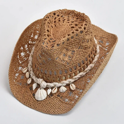 Elegant Hat for Women Woven Shell-Trim