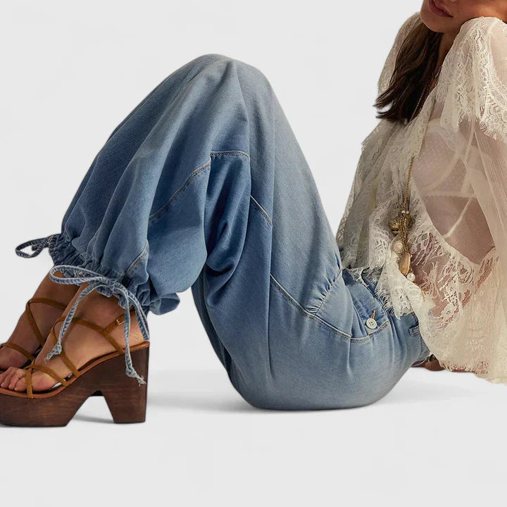 Elegant Harem Pants for Women Cargo-Pocket Cinched-Ankle
