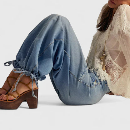 Elegant Harem Pants for Women Cargo-Pocket Cinched-Ankle