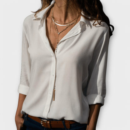 Elegant Blouse for Women Button-Front Long-Sleeve