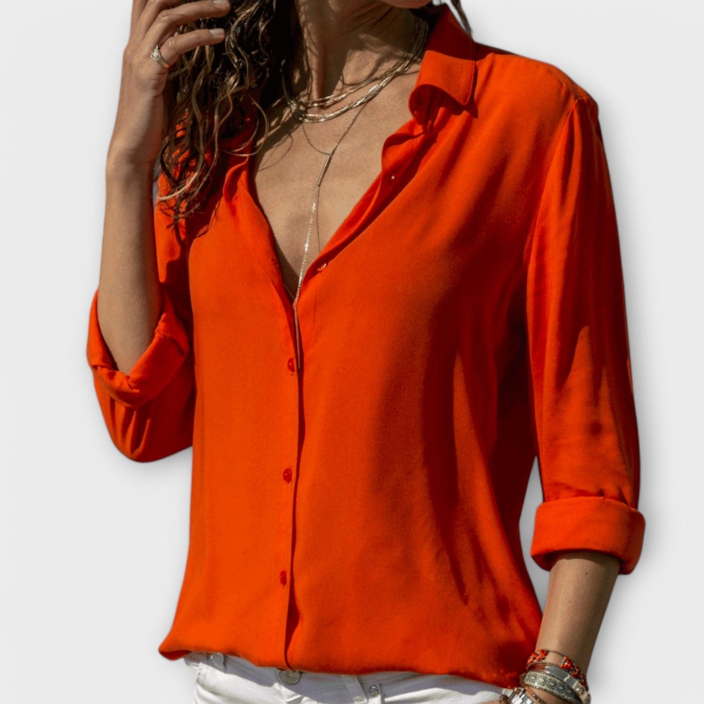 Elegant Blouse for Women Button-Front Long-Sleeve