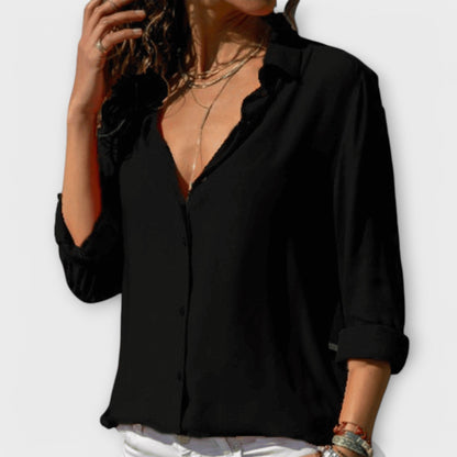 Elegant Blouse for Women Button-Front Long-Sleeve