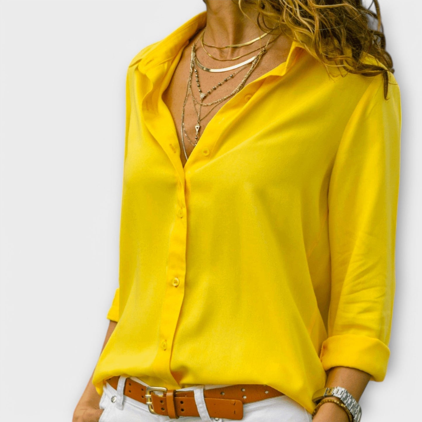 Elegant Blouse for Women Button-Front Long-Sleeve
