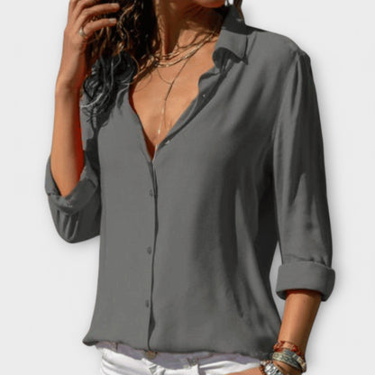 Elegant Blouse for Women Button-Front Long-Sleeve