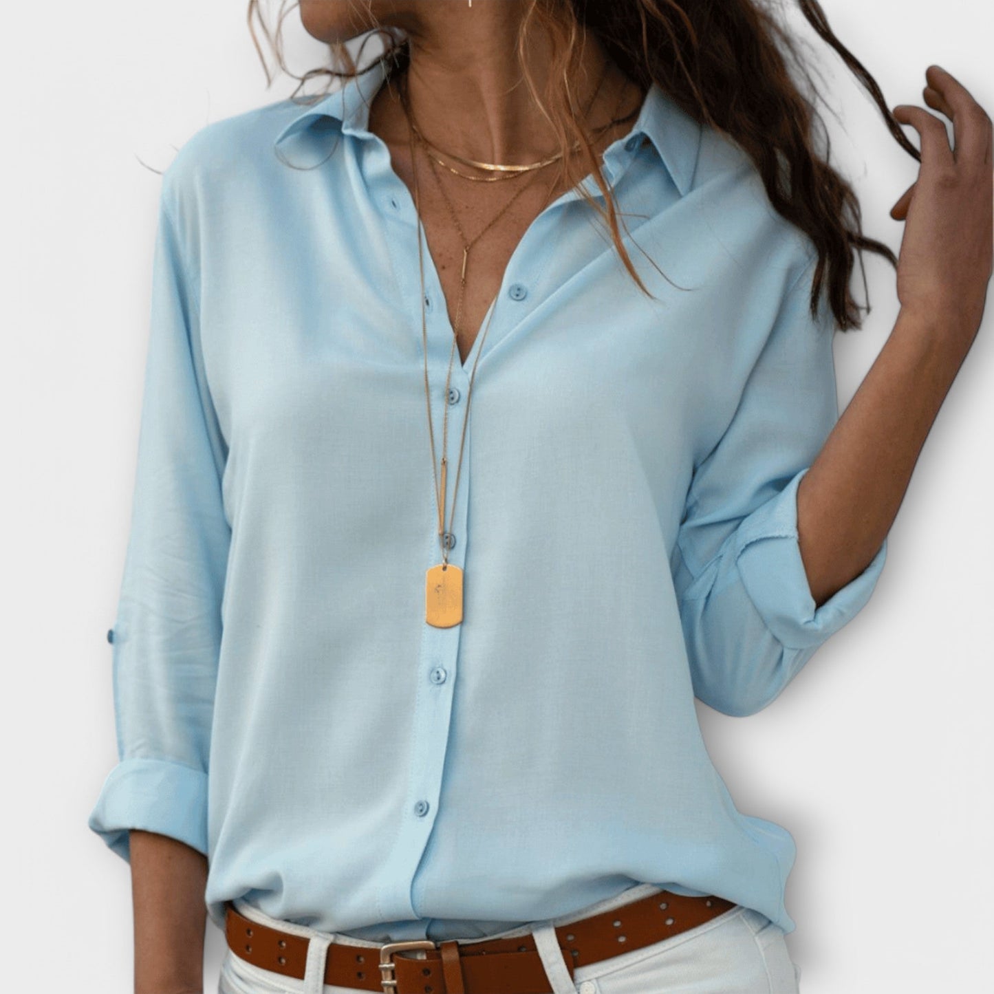 Elegant Blouse for Women Button-Front Long-Sleeve