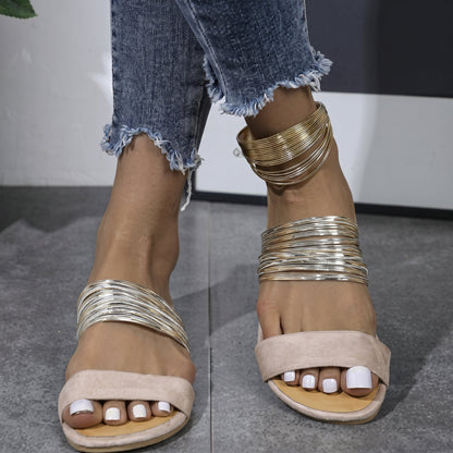 Comfortable Slip-On Sandals for Women Two-Strap Coil