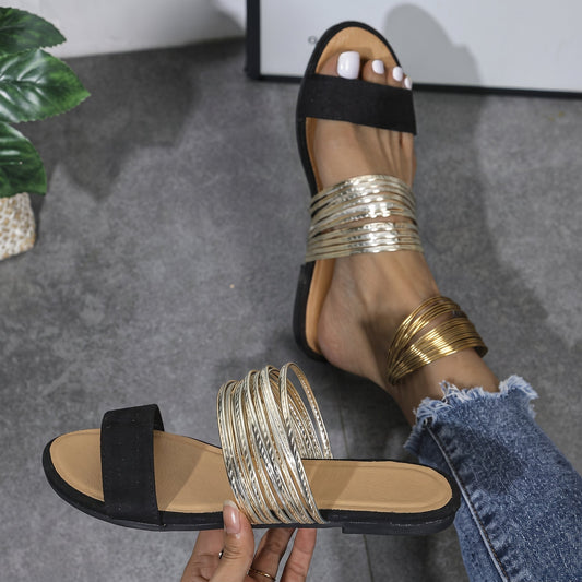 Comfortable Slip-On Sandals for Women Two-Strap Coil