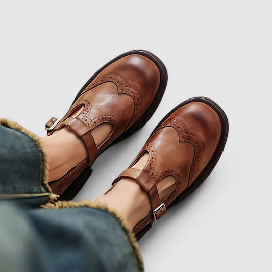 Stylish Brogue Loafers for Women Wingtip Buckle Slip-On