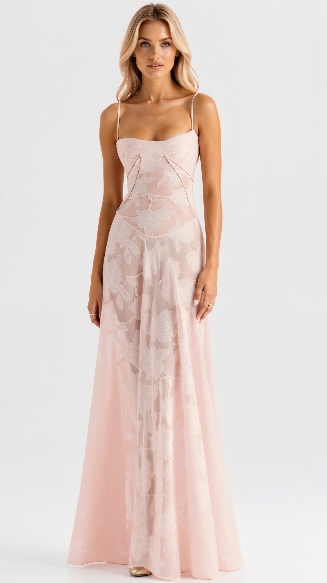 Elegant Maxi Dress for Women Bustier Lace Spaghetti-Strap