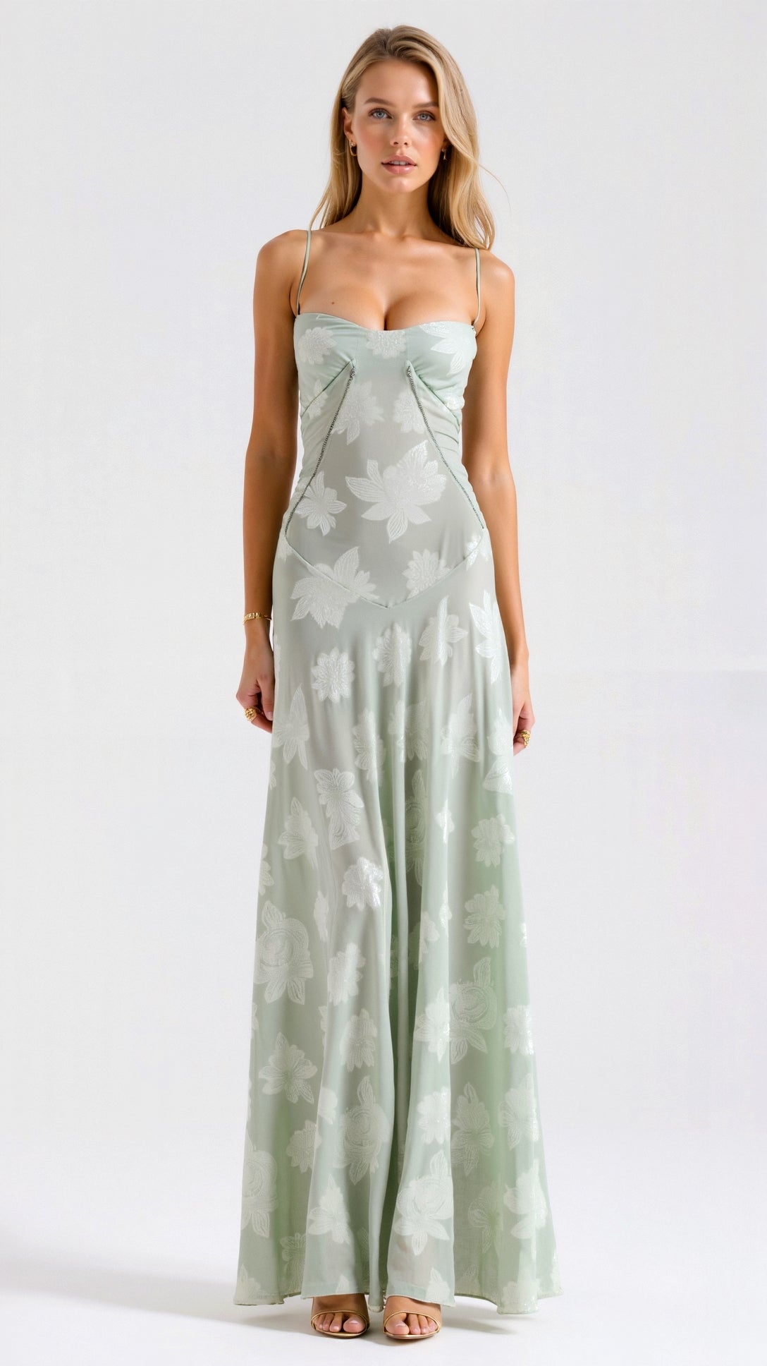 Elegant Maxi Dress for Women Bustier Lace Spaghetti-Strap